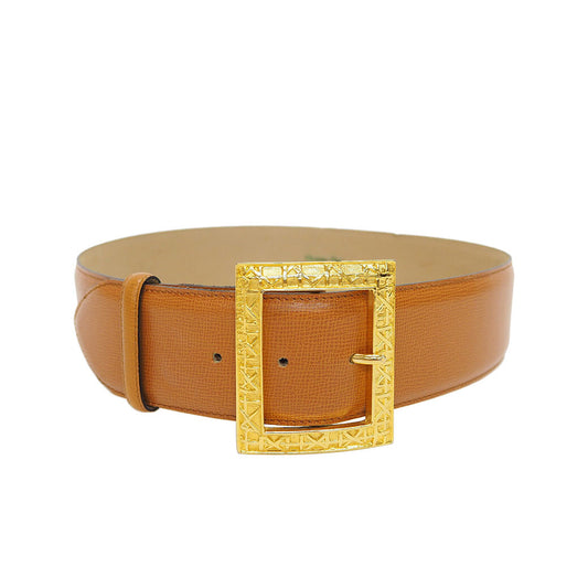 Dior Vintage Parisienne Belt Camel M Waist Mark Belt Ladies Reuse Used Preowned0