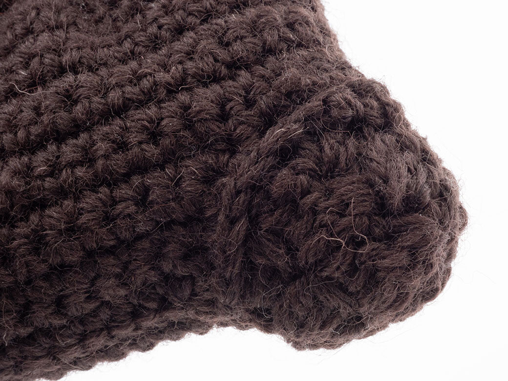 Ferragamo Wool Knit Accessory Pouch Womens Handbag Brown Charm Preowned Auth3