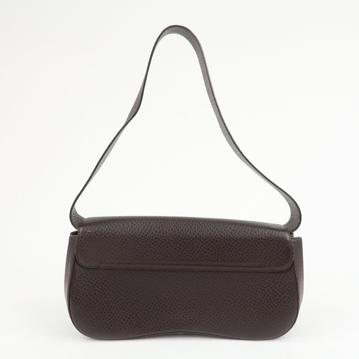 Ferragamo Gancini Logo Leather Shoulder Bag Hand Bag Brown Authentic Used F/S1