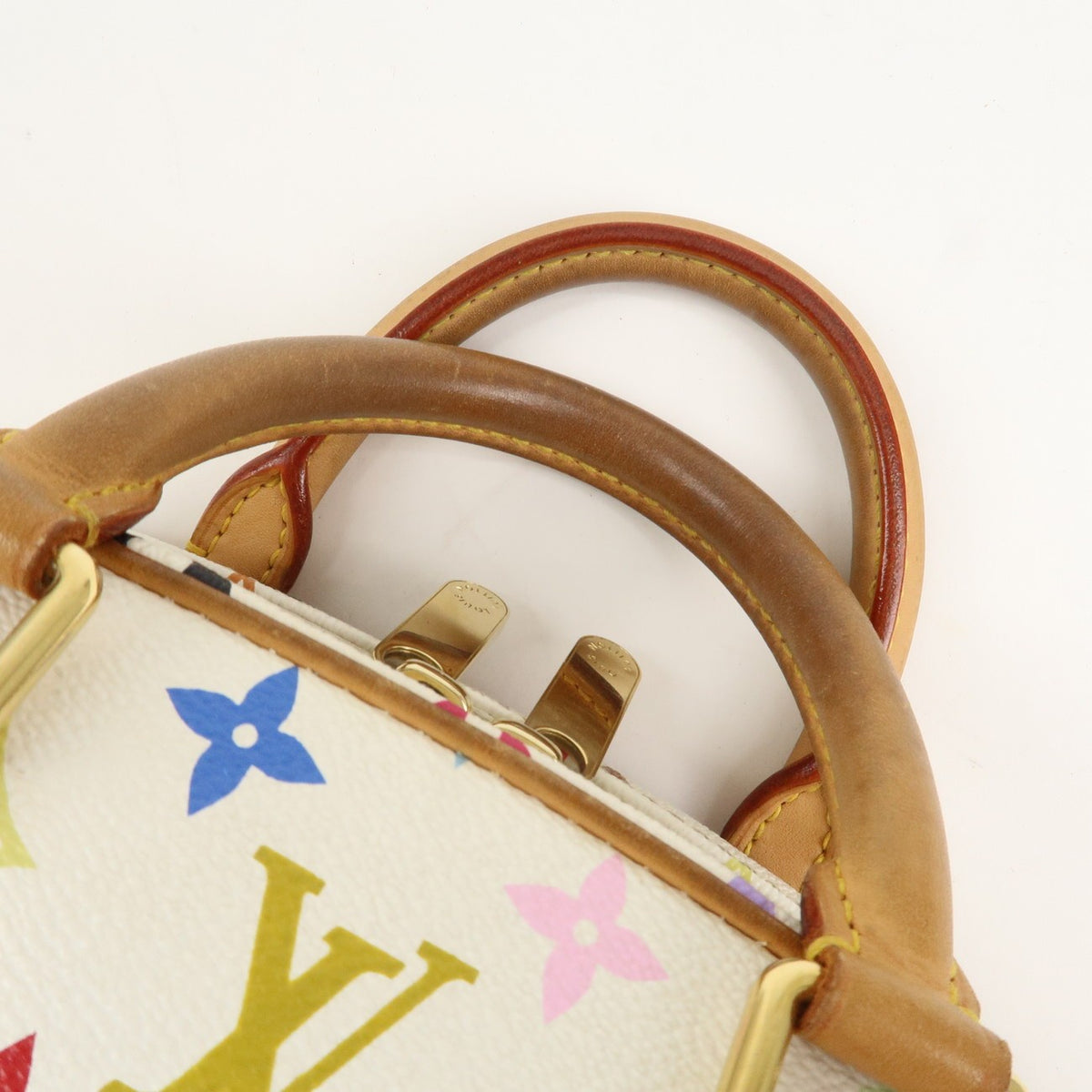 Louis Vuitton Monogram Multicolor Trouville Hand Bag Blanc M92662 Auth Used F/S6
