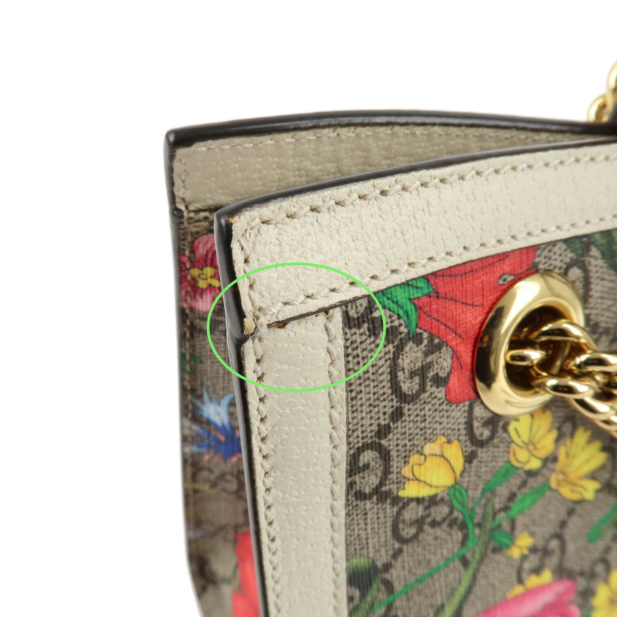GUCCI GG Flora GG Supreme Leather Chain Shoulder Bag 498156 Preowned Auth8