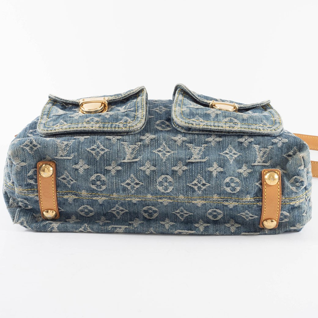 Louis Vuitton Baggy GM Monogram Denim Crossbody Shoulder Bag Hobo Blue Preowned5