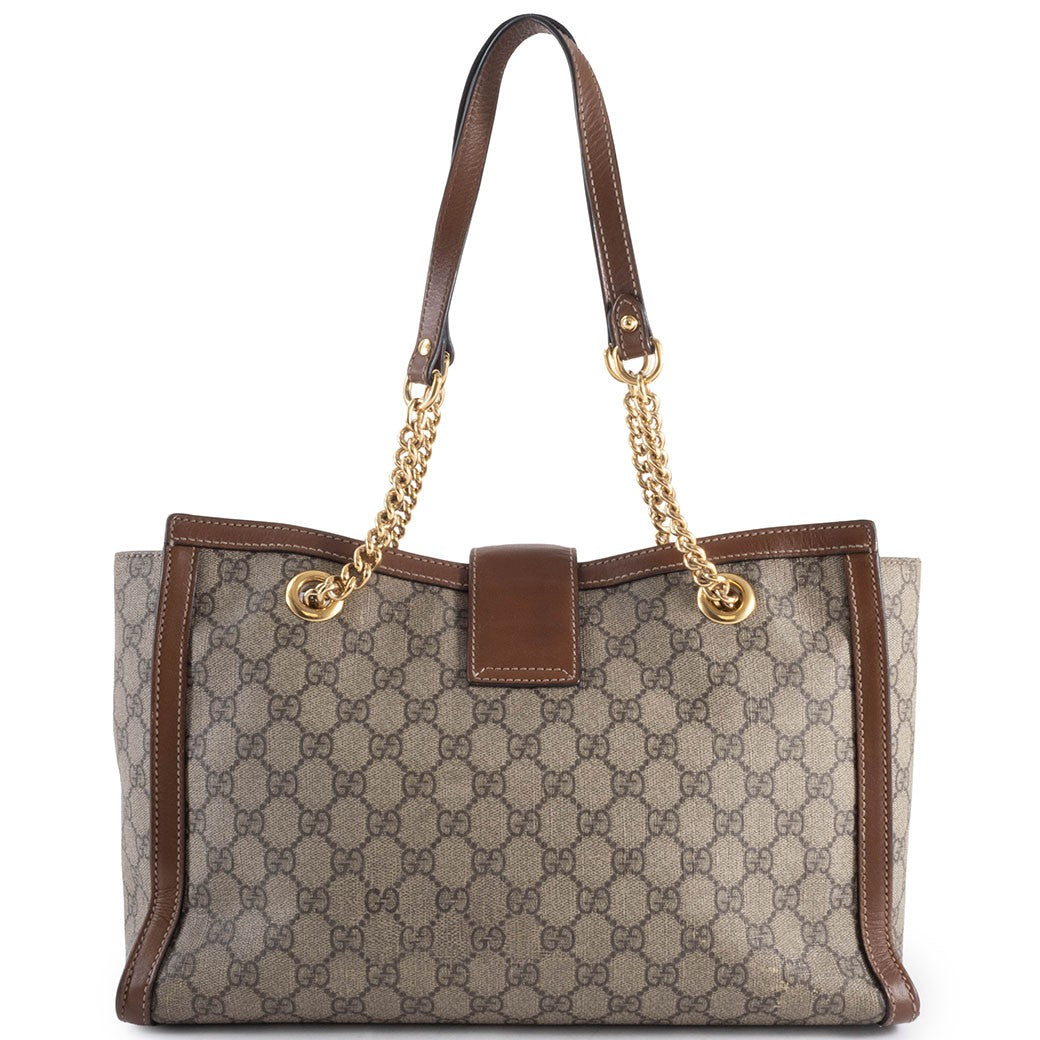 GUCCI Padlock GG Supreme Chain Shoulder Bag Beige Brown 479197 Preowned Auth1