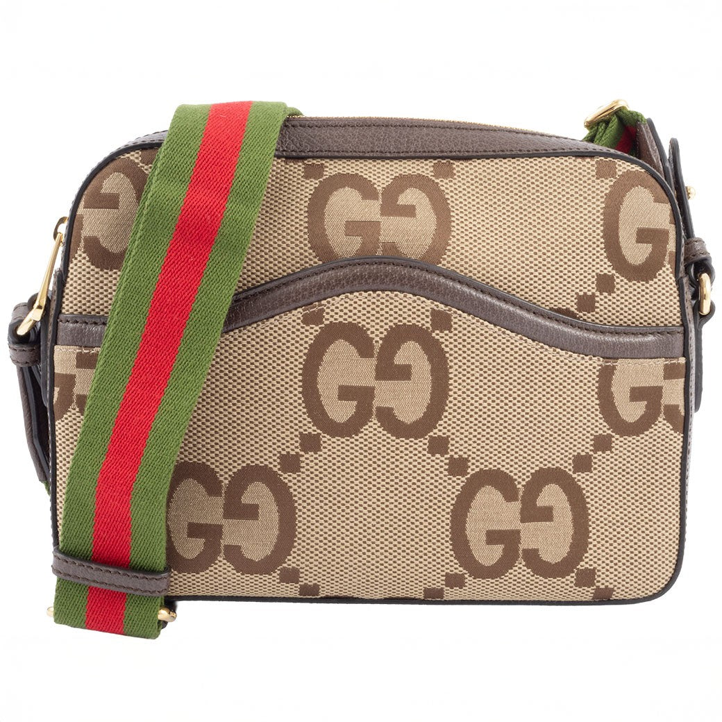 GUCCI Jumbo GG Canvas Messenger Crossbody Bag Beige Brown 675891 Preowned Auth0