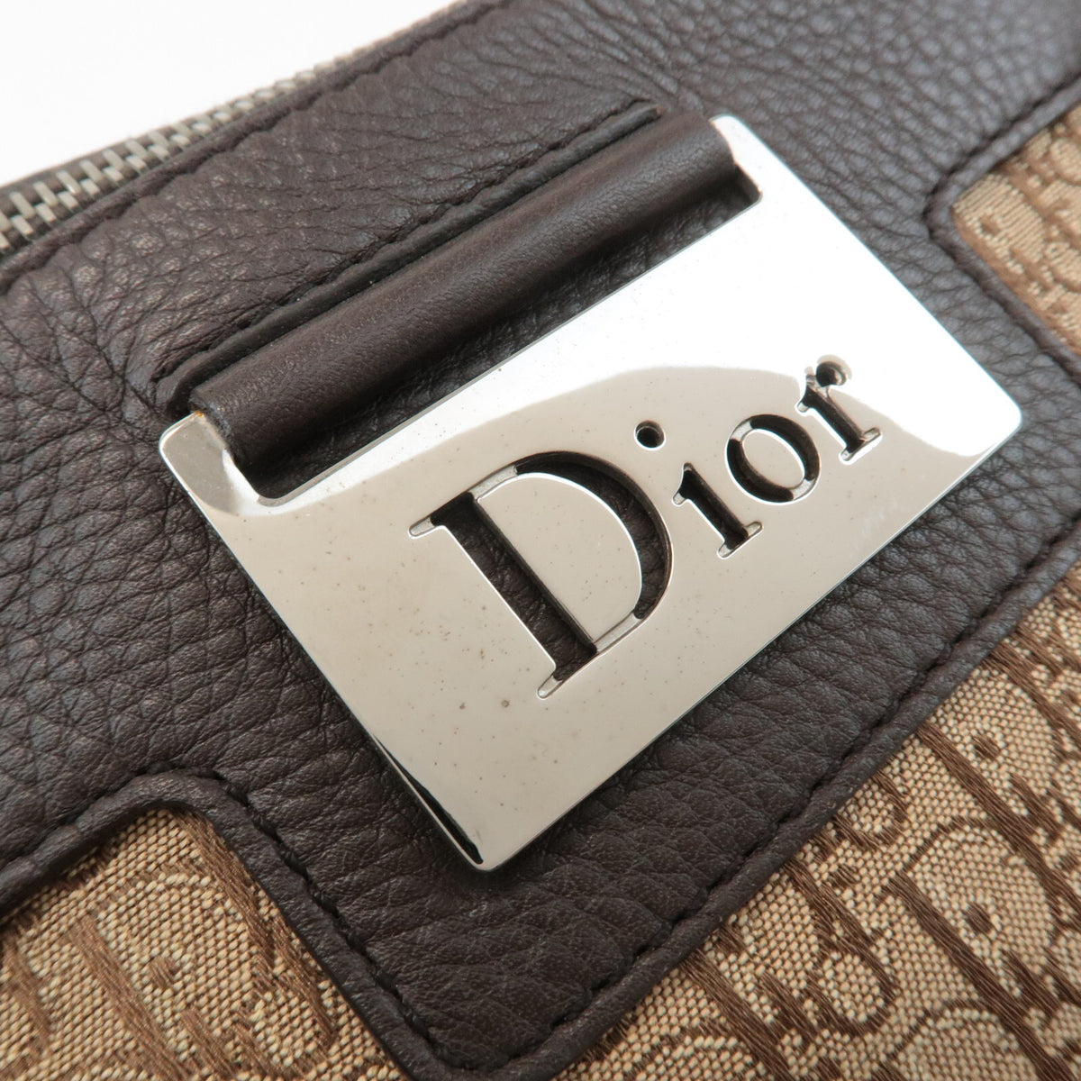 Christian Dior Trotter Street Chic Canvas Leather Boston Bag Beige Preowned14