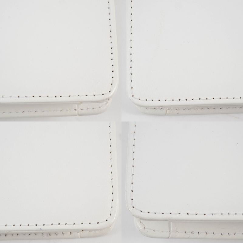 FENDI Logo Handle Shoulder Bag White Leather Convertible Crossbody Preowned17