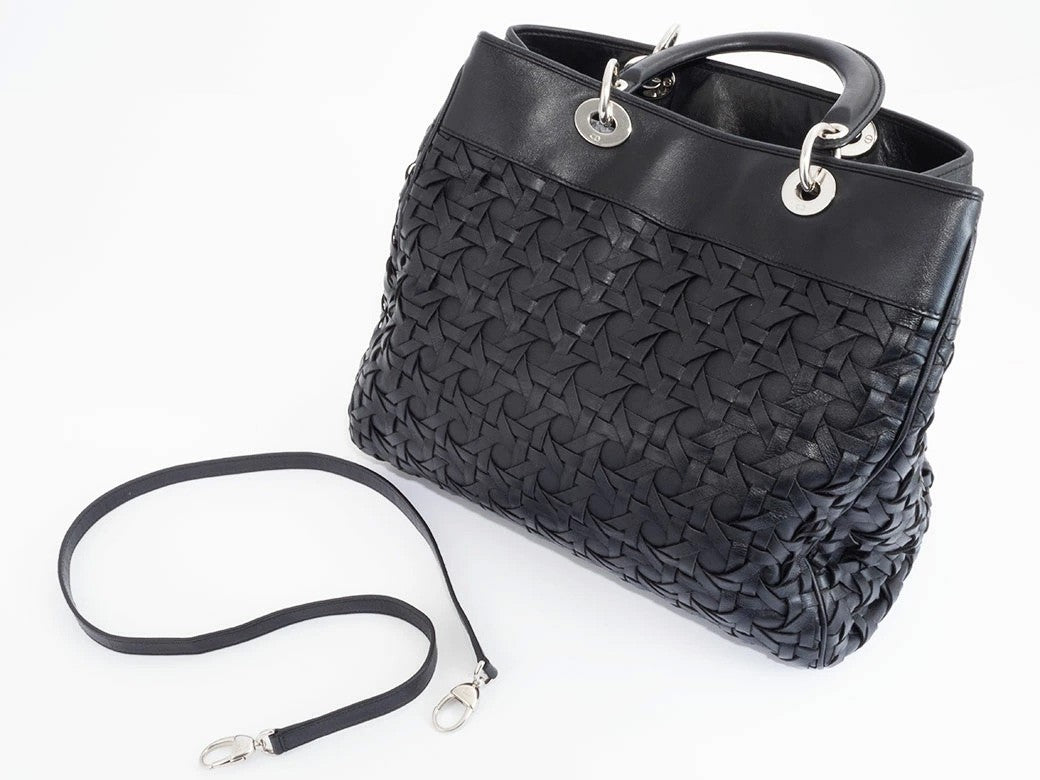 Christian Dior Diorissimo Handbag Black Leather Shoulder Bag Preowned Auth9