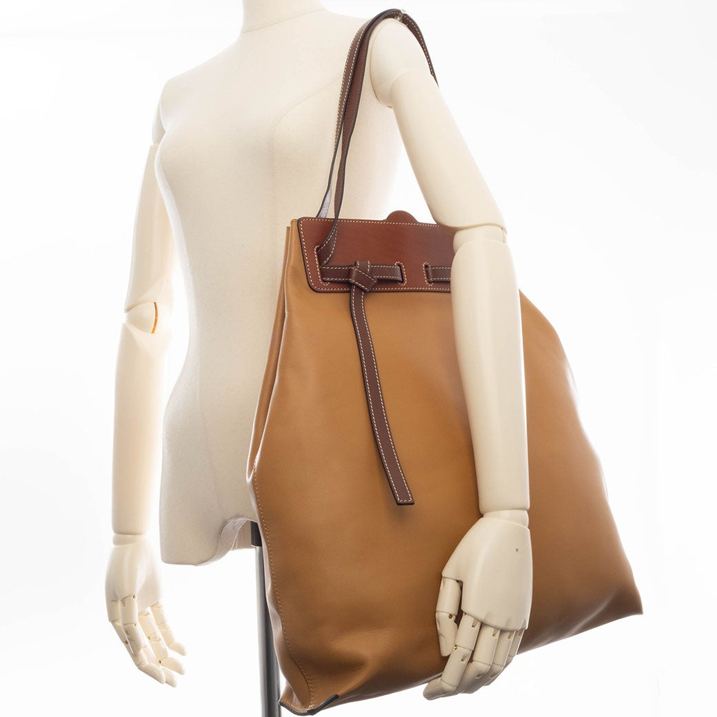 LOEWE Lazo Tote Bag Camel Brown Leather Large A4 Shoulder Bag Preowned Auth10