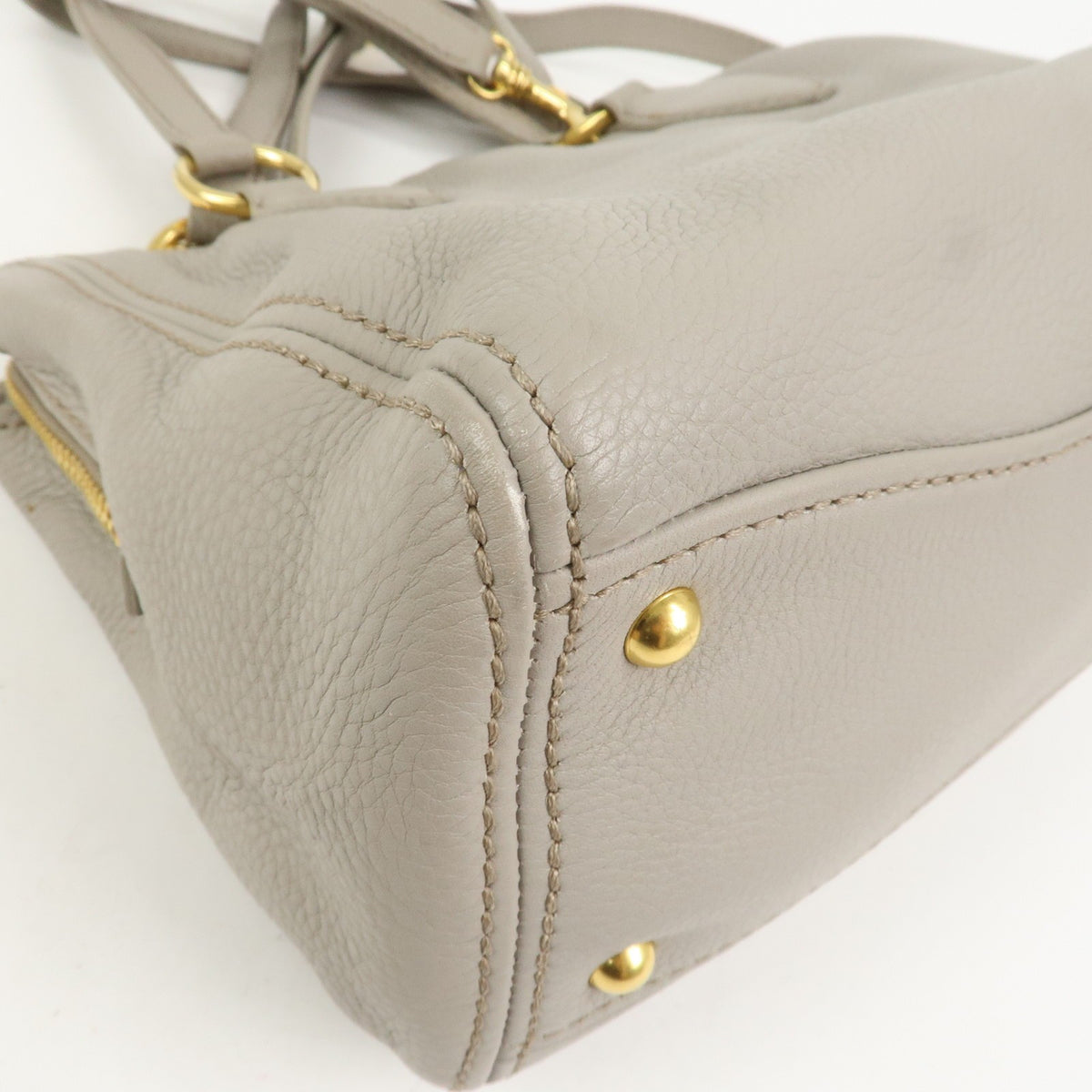 MIU MIU Handbag Logo Leather 2Way Bag Shoulder Bag Gray Authentic Used F/S12