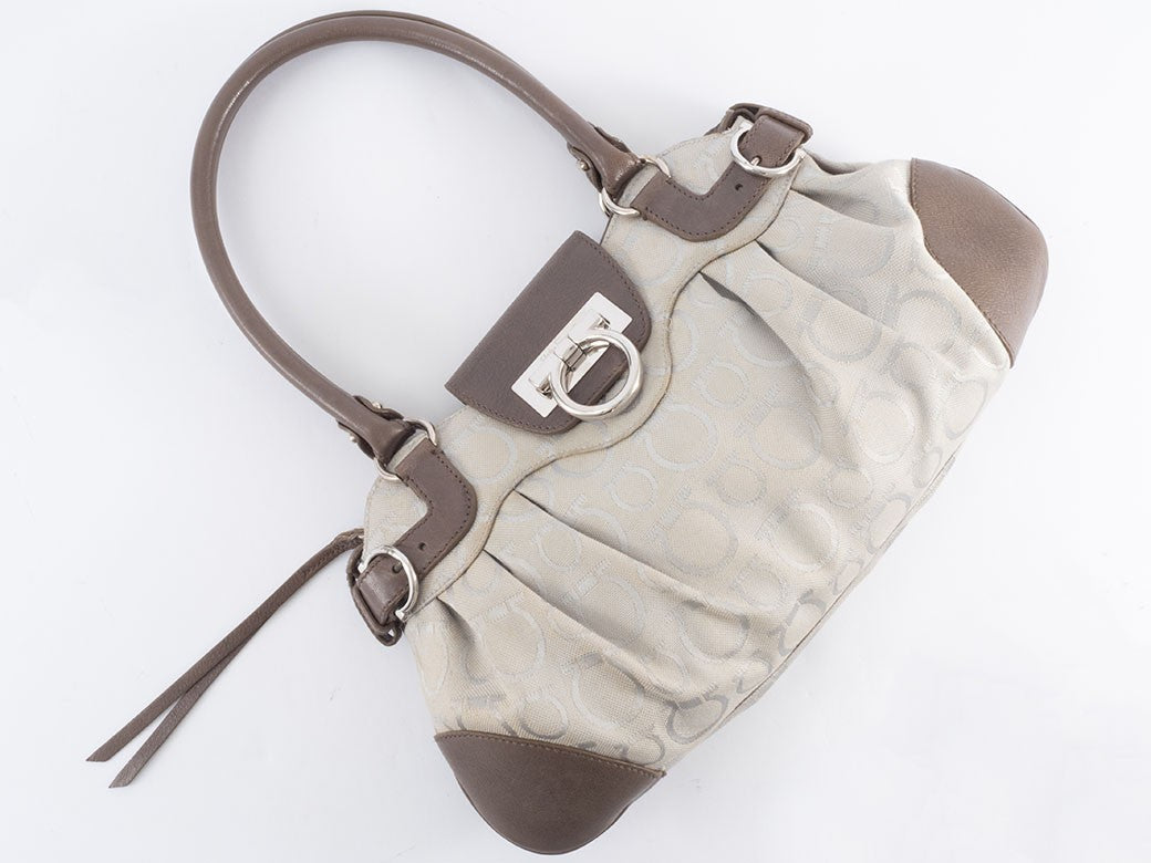 Salvatore Ferragamo Bag Gancini Canvas Handbag AU216326 Reuse Used Preowned22