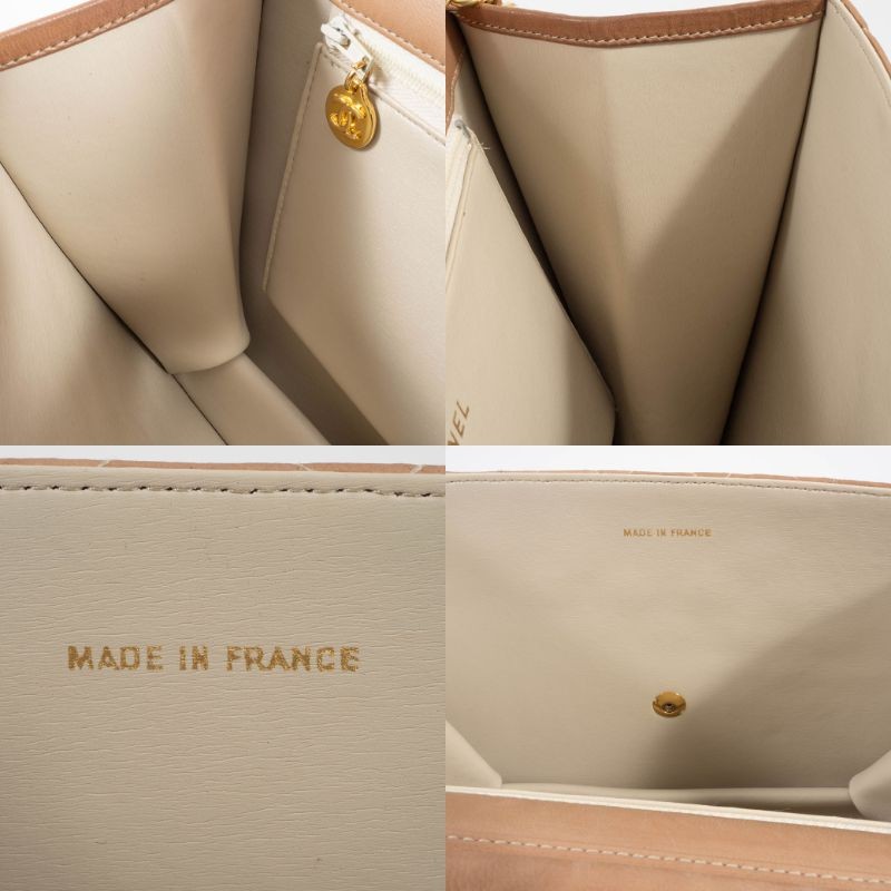 CHANEL Matelasse Womens Chain Shoulder Bag Beige Leather Vintage Preowned15