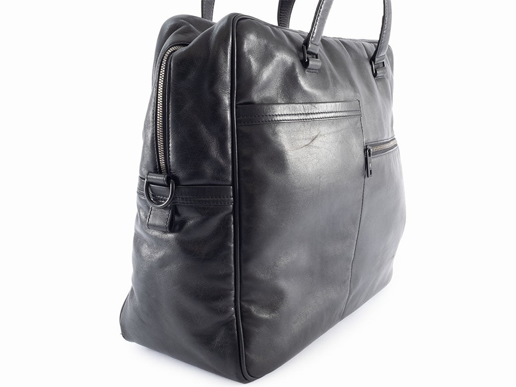 LOUIS VUITTON Upton Defile Black Leather Men Business Bag M92400 Preowned Auth1