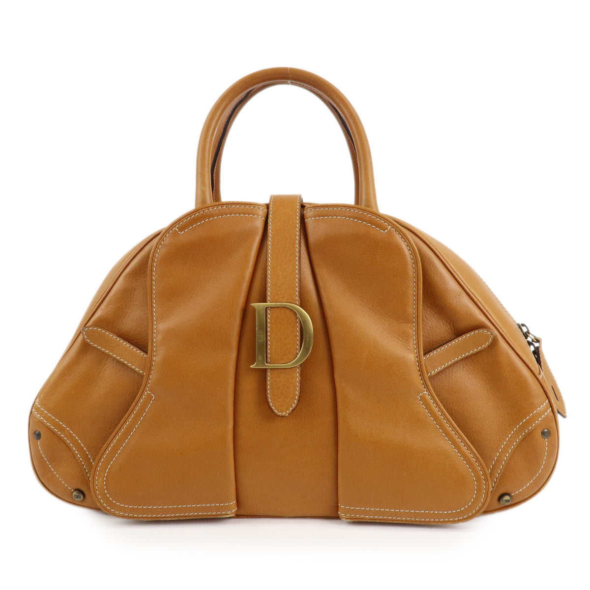 Christian Dior Double Saddle Bag Leather Tote Bag Handbag Preowned Auth0