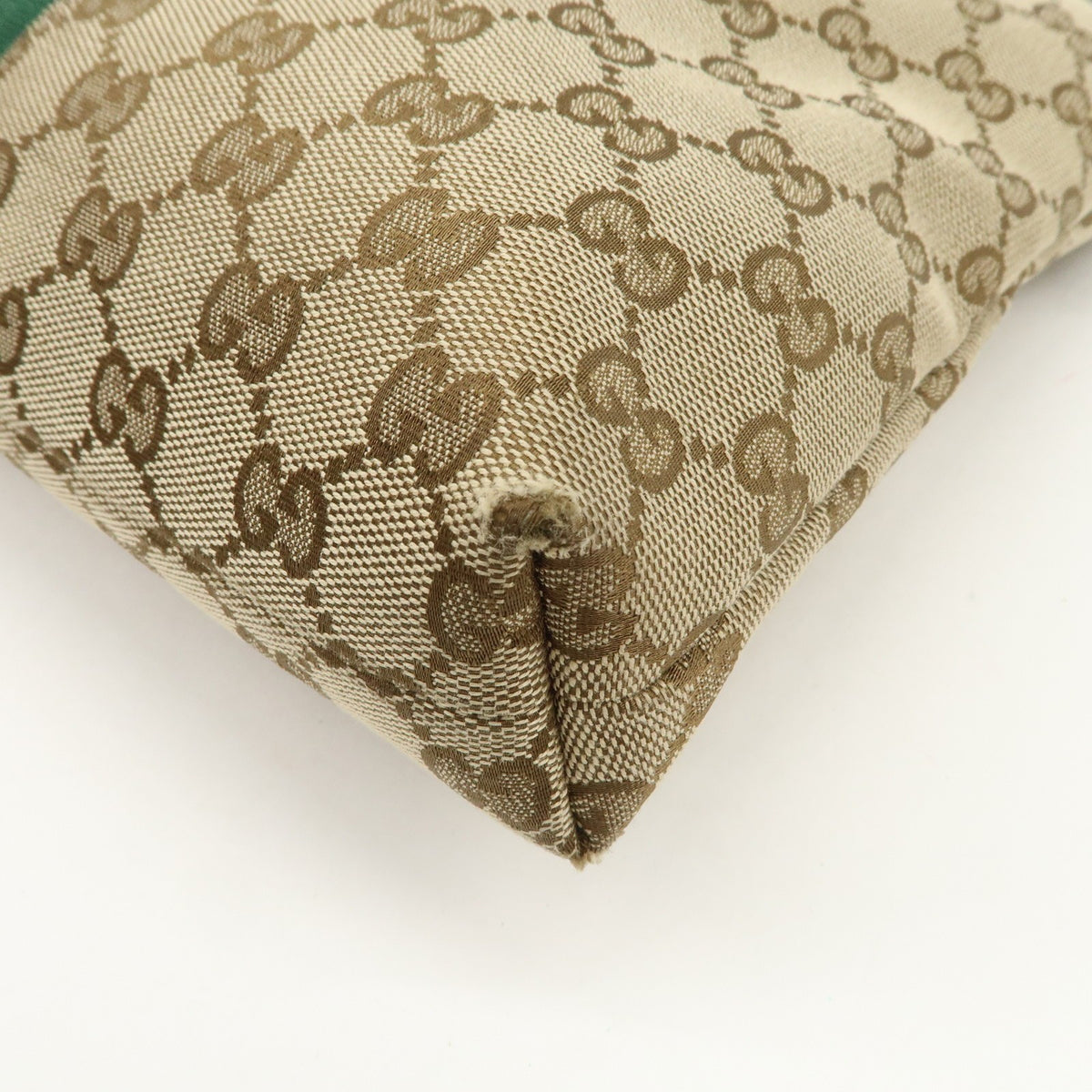 GUCCI Sherry GG Canvas Leather Shoulder Bag Beige Black 388926 Auth Used F/S10