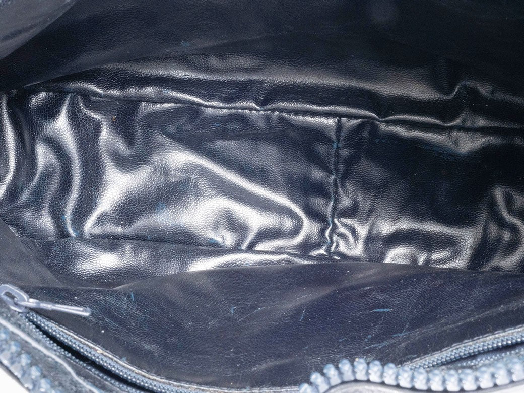 CELINE Macadam Blazon Navy PVC Leather Shoulder Bag Hobo Vintage Preowned Auth19