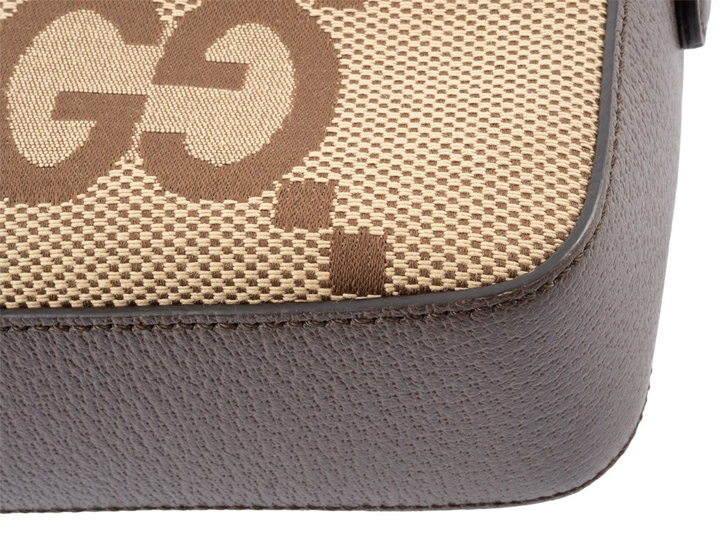 GUCCI Jumbo GG Canvas Messenger Crossbody Bag Beige Brown 675891 Preowned Auth3