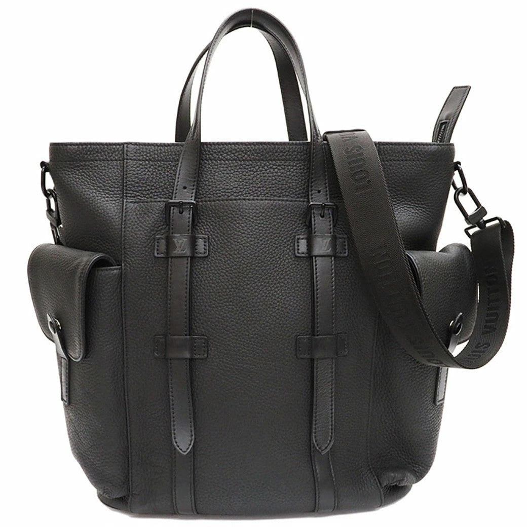Louis Vuitton Christopher Tote Shoulder Bag Taurillon Black Men's Preowned Auth0
