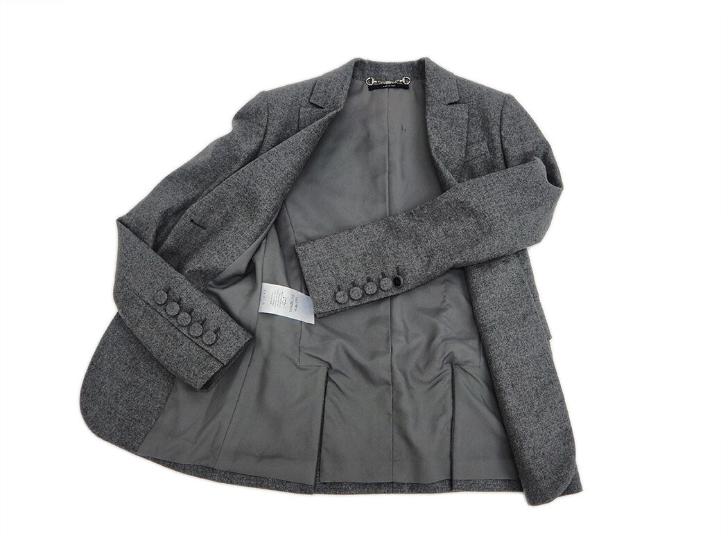 GUCCI Wool Cashmere Tailored Jacket 38 (XXS) Gray Ladies Autumn Winter Reuse9