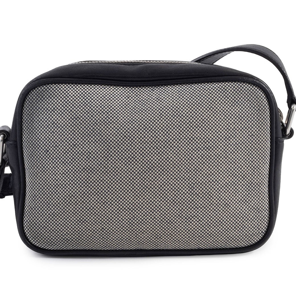 SAINT LAURENT Camp Camera Bag Canvas Leather Black Crossbody 647179 Preowned2