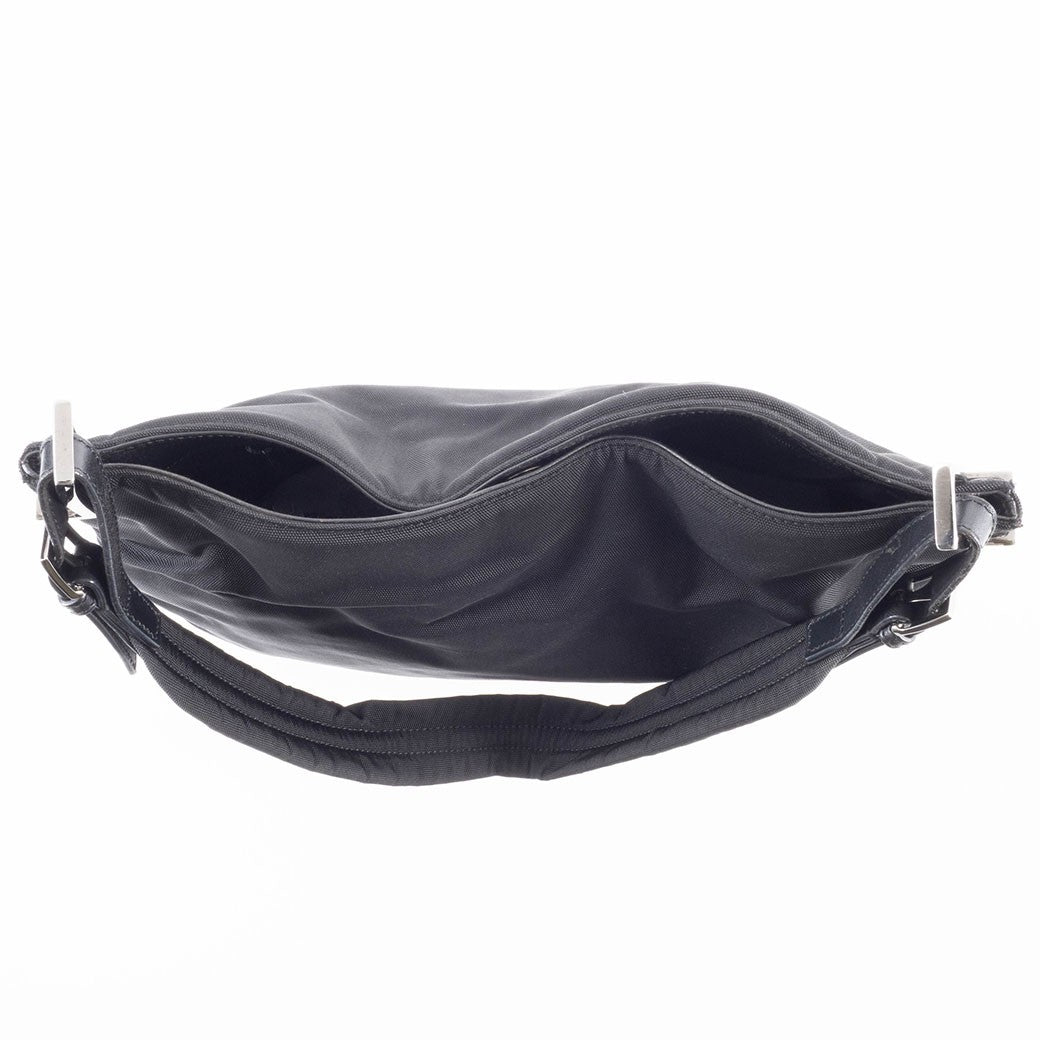 GUCCI Hobo Shoulder Bag Black Nylon Leather A4 Size 001.3166 Preowned Auth8