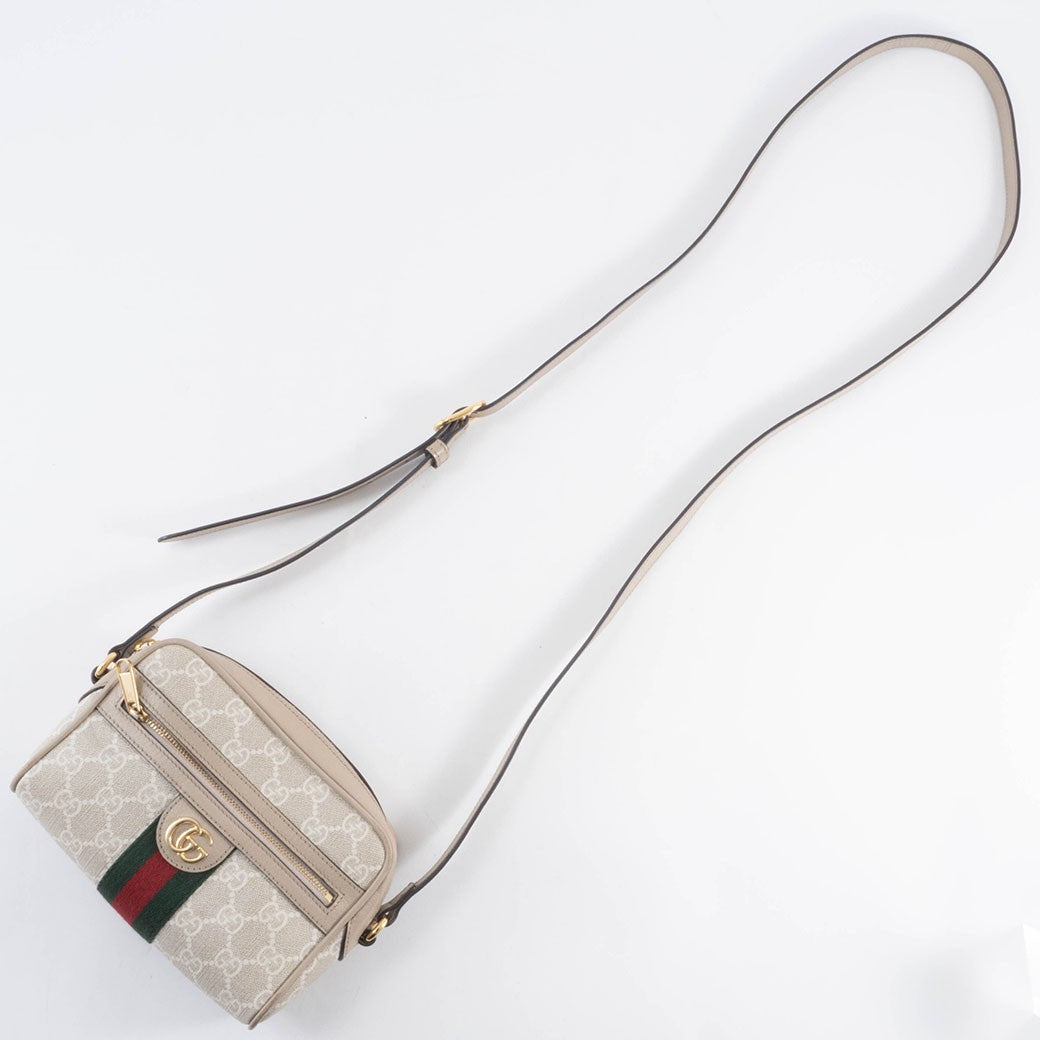 GUCCI Ophidia Mini GG Supreme Crossbody Shoulder Bag Beige Womens Preowned Auth10