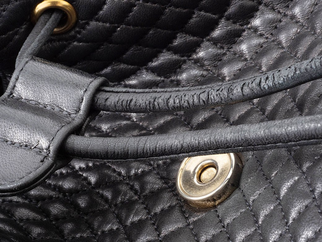 berry Bag Quilted Backpack Rucksack Black with Pouch Reuse Used Preowned17