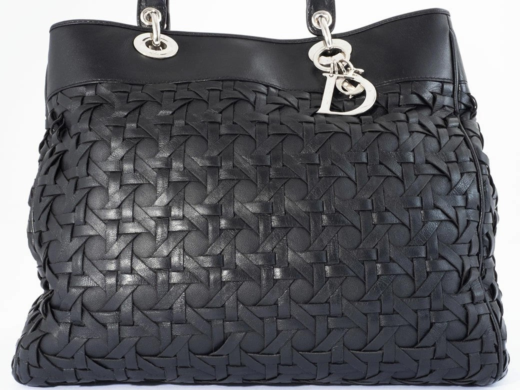Christian Dior Diorissimo Handbag Black Leather Shoulder Bag Preowned Auth2