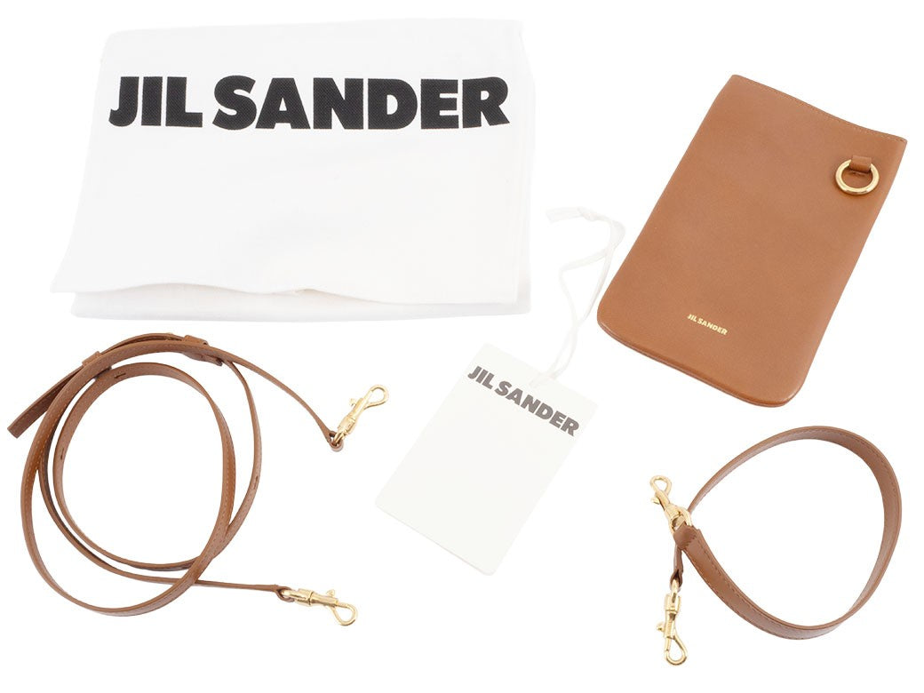 Auth Jil Sander LINK SM Crossbody Shoulder Bag JSWU856671 Leather Brown Reuse9