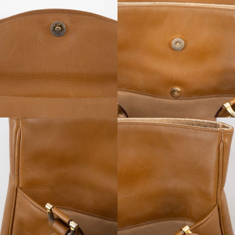 BALLY Old Bally Womens Shoulder Bag Camel Leather Flap Vintage Preowned Auth22