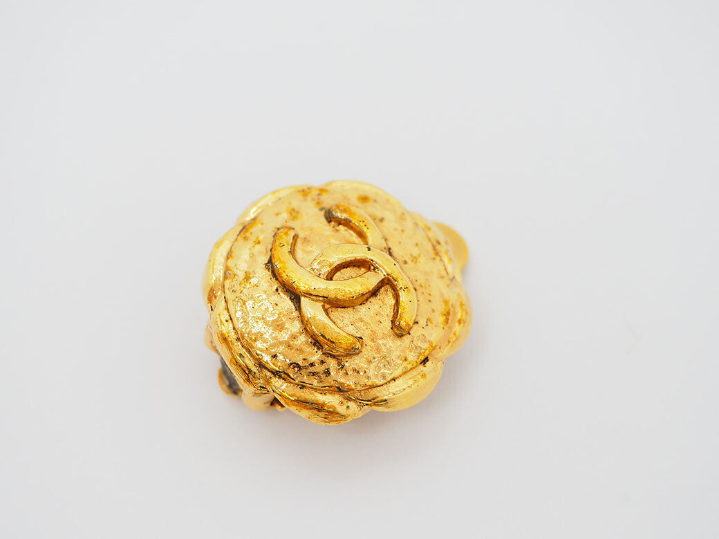Chanel Vintage Cocomark earrings gold ladies round round round Reuse Used5