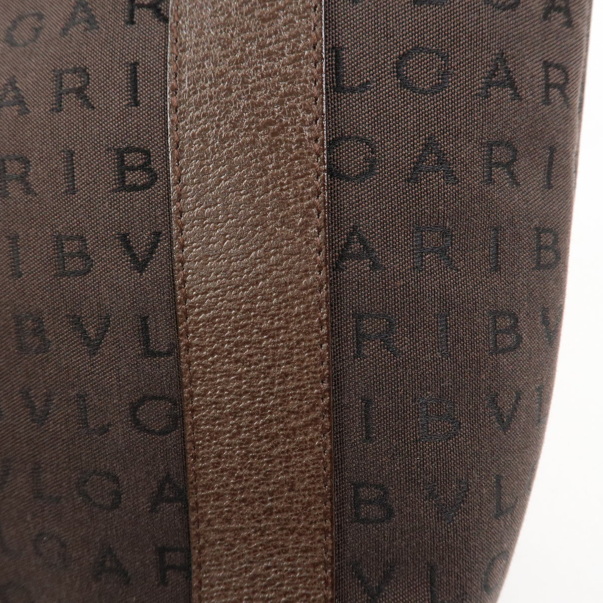 BVLGARI Logo Mania Canvas Leather Shoulder Bag Tote Bag Brown Authentic Used F/S16