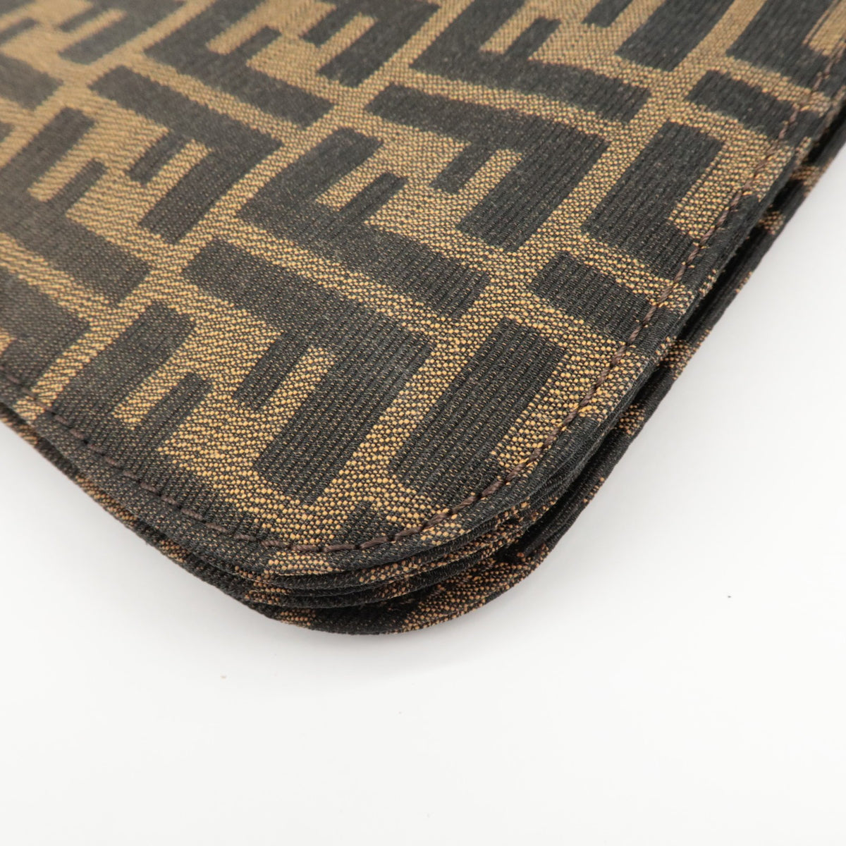 FENDI Zucca Tobacco Brown Canvas Leather Shoulder Bag 0916322 Y2K Preowned Auth11