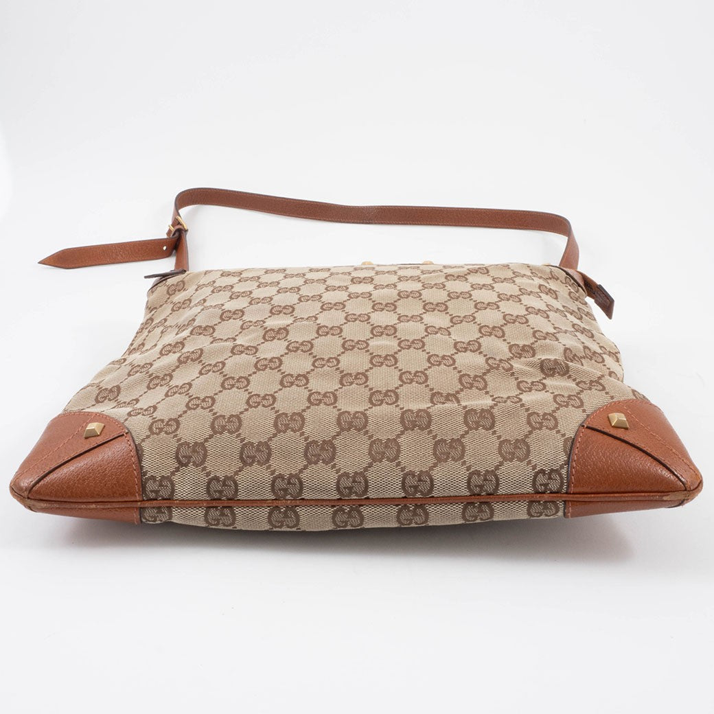 GUCCI GG Canvas Studded Beige Brown Crossbody Shoulder Bag 120894 Preowned Auth8