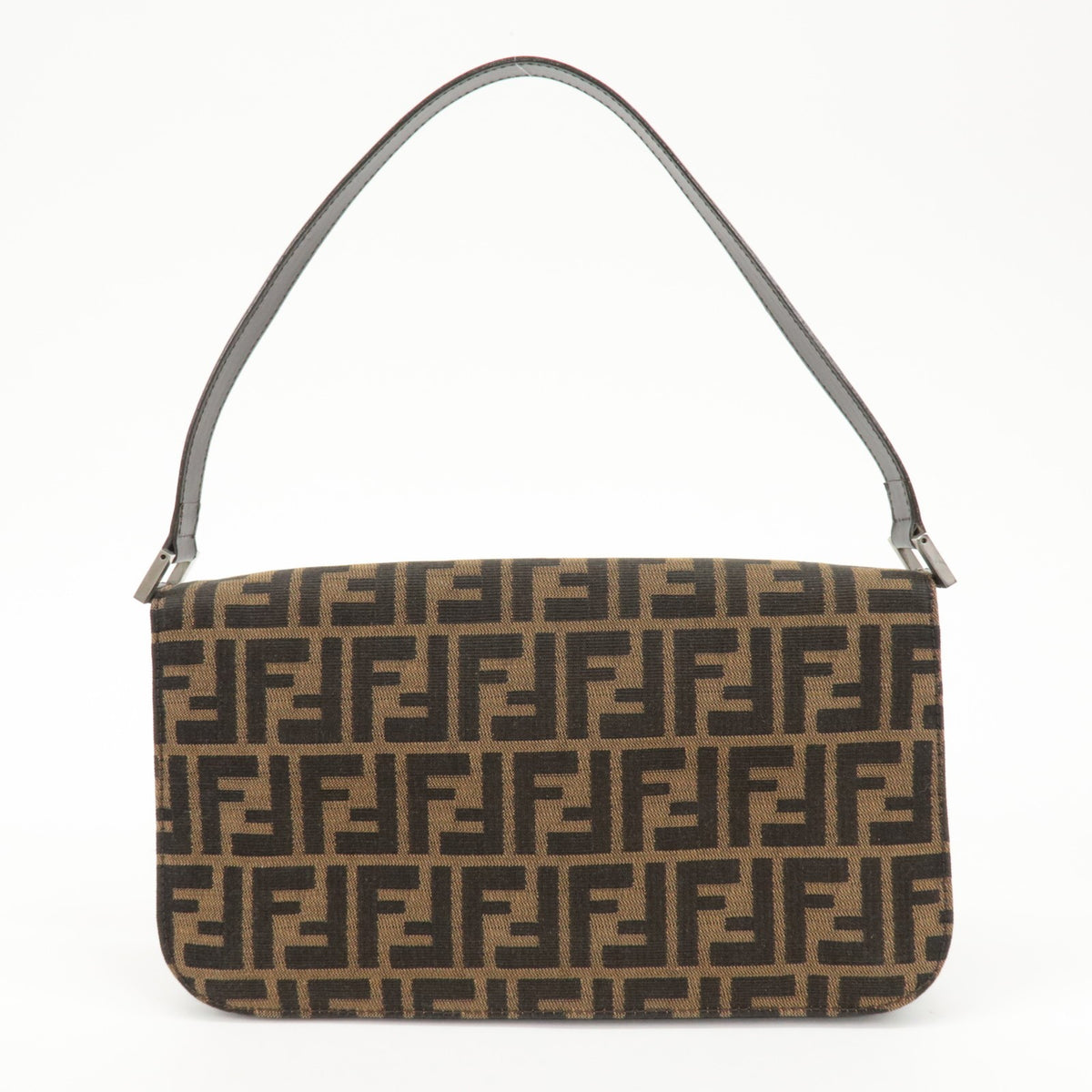 FENDI Zucca Tobacco Brown Canvas Leather Shoulder Bag 0916322 Y2K Preowned Auth1