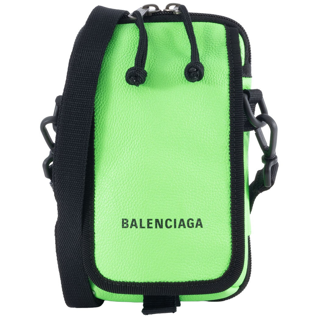 BALENCIAGA Explorer Crossbody Shoulder Bag Green Leather 593329 Pouch Preowned0