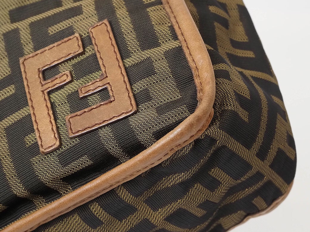 FENDI Zucca Crossbody Shoulder Bag Brown Canvas Leather 7VA152 Preowned Auth9