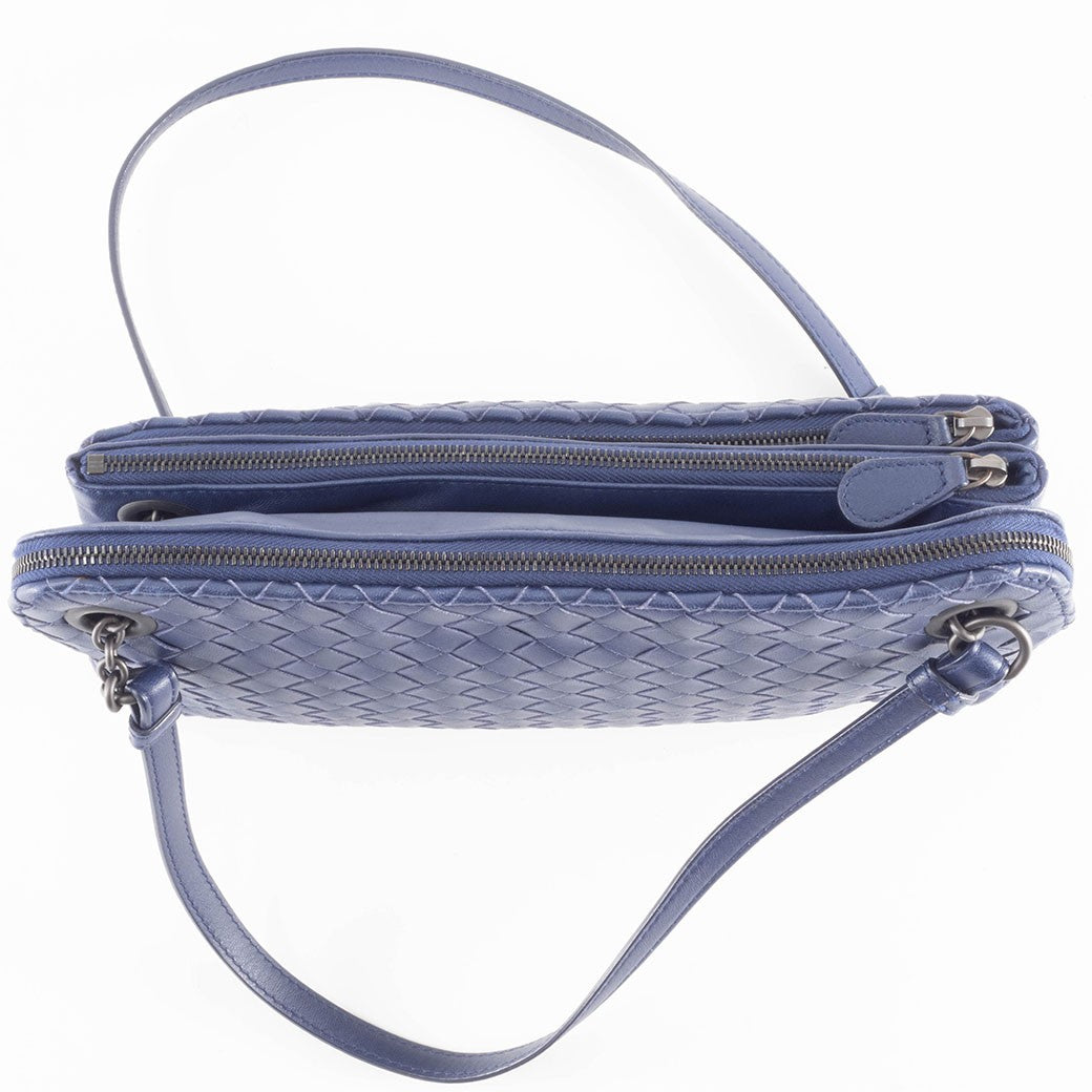Bottega Veneta Intrecciato Navy Leather Women Shoulder Bag Handbag Preowned4