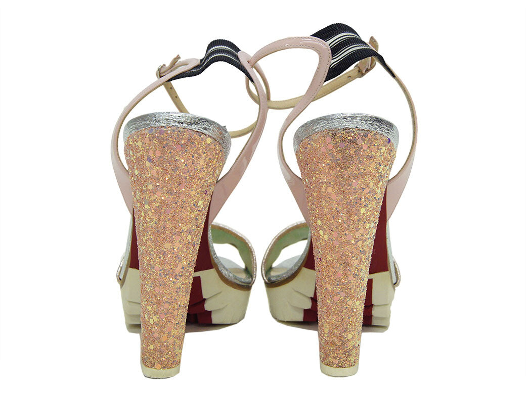 Christian Louboutin Platform Sandals Silver Green Women's 37.5 Reuse Used Preow2