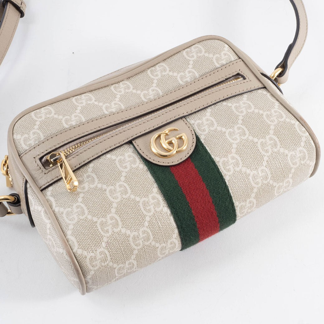 GUCCI Ophidia Mini GG Supreme Crossbody Shoulder Bag Beige Womens Preowned Auth8