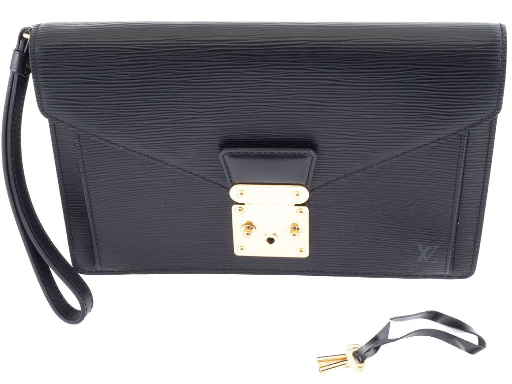 LOUIS VUITTON Pochette Serie Dragonne Second Bag M52612 Epi Leather Black Reuse9