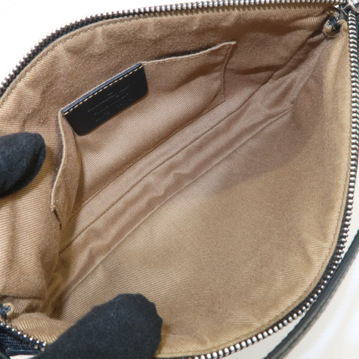 Ferragamo Gancini PVC Accessary Pouch Hand Bag Black Authentic Used F/S21