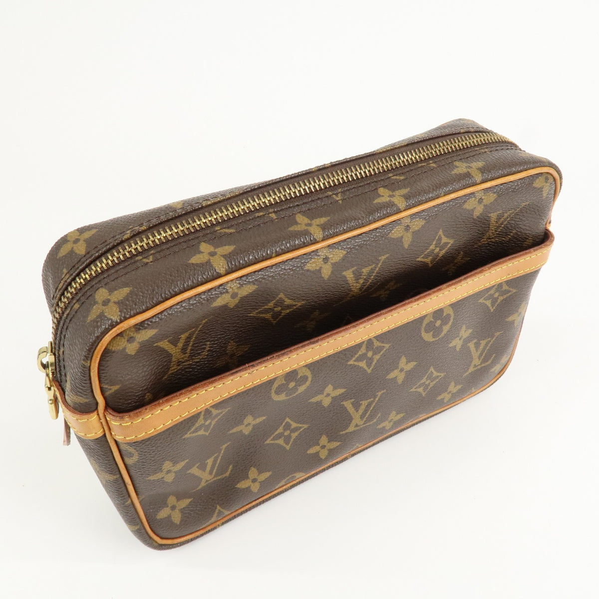 Louis Vuitton Monogram Compiegne 28 Pouch Clutch Bag Brown M51845 Auth Used F/S3