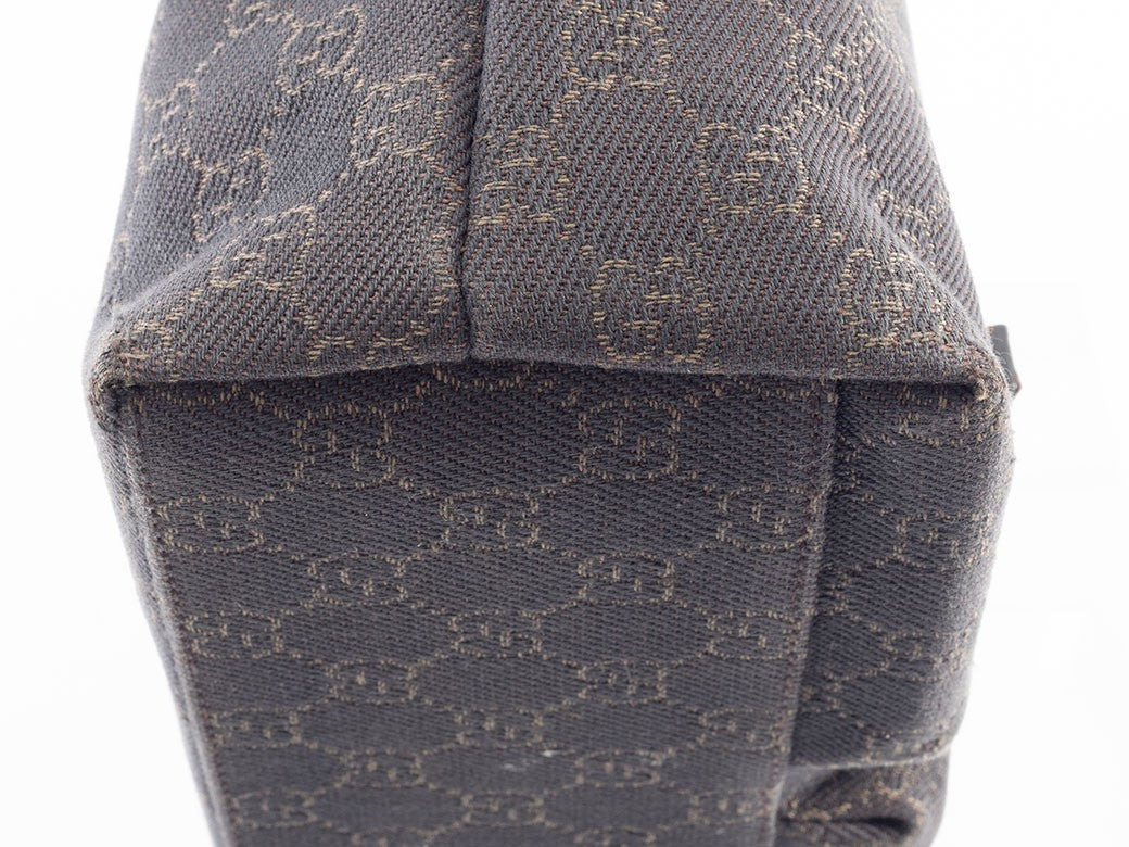 GUCCI GG Canvas Leather Tote Handbag Small Brown 105650 Womens Preowned Auth11
