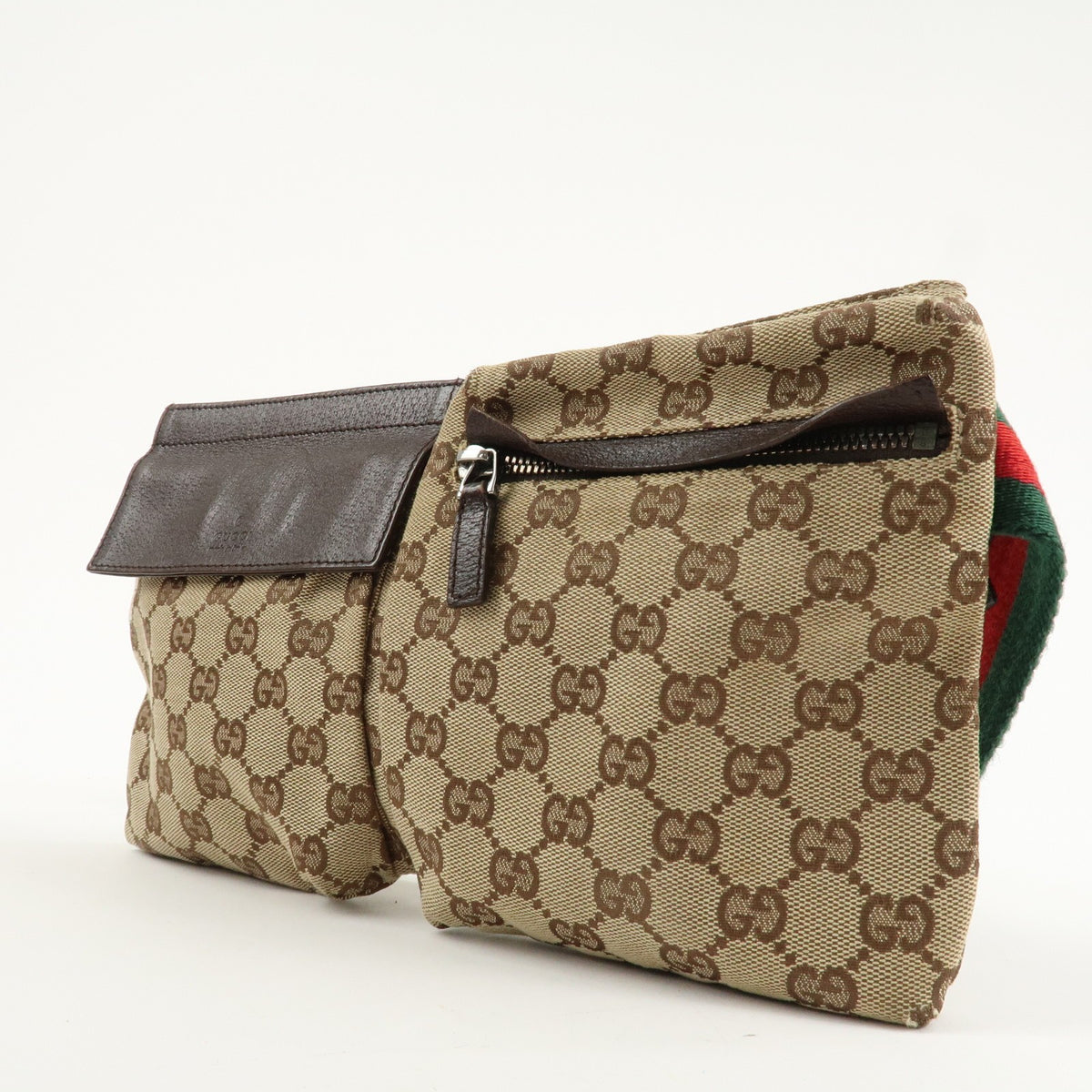 GUCCI GG Canvas Leather Waist Bag Crossbody Bag Beige Brown 28566 Auth Used F/S2