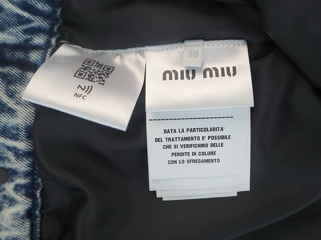 MIU MIU Quilted Denim Jacket Blue GWB086 38 Ladies Chemical Wash Reuse Used10
