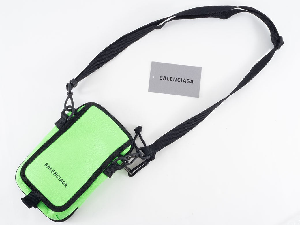 BALENCIAGA Explorer Crossbody Shoulder Bag Green Leather 593329 Pouch Preowned9
