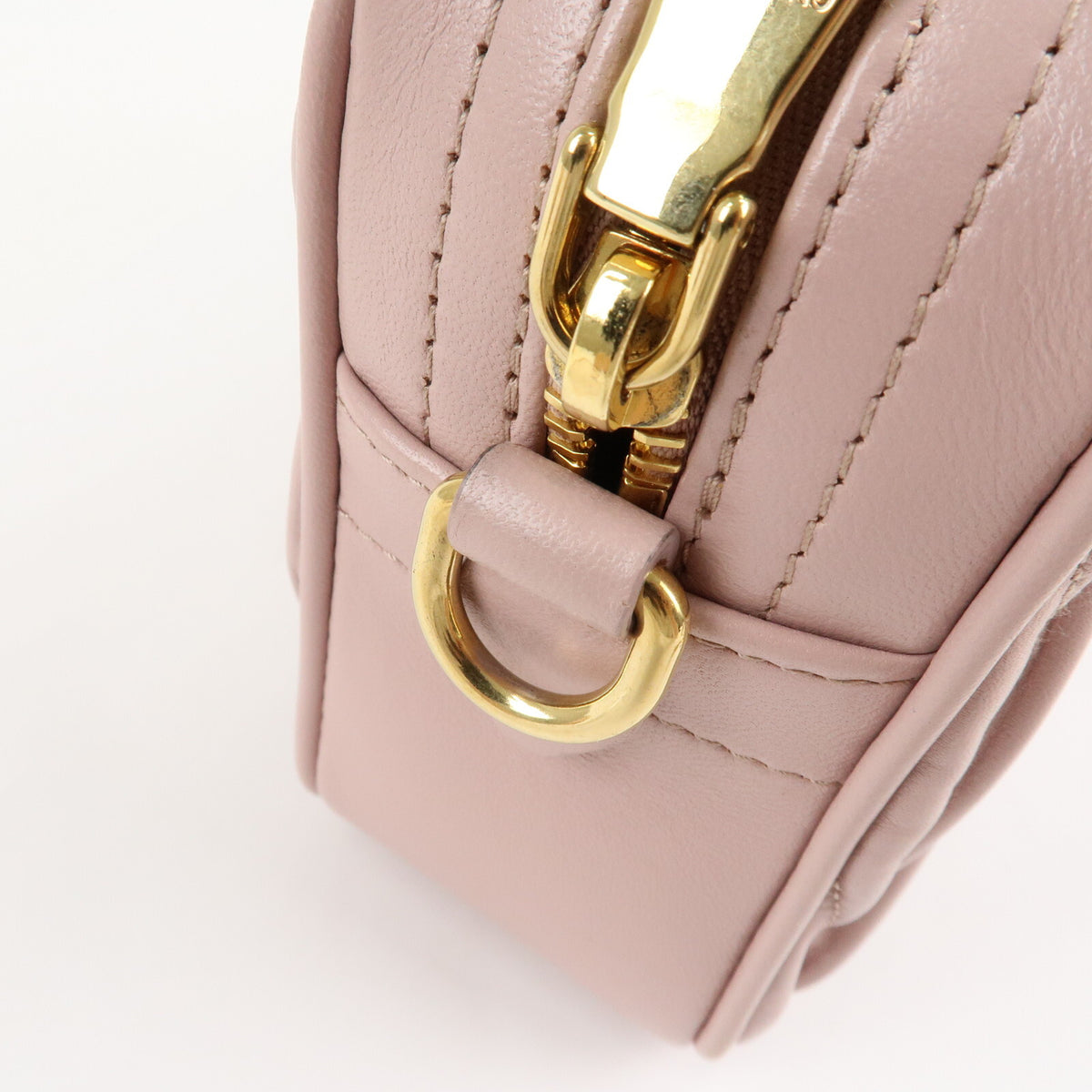 MIU MIU Matelasse Leather Chain Crossbody Shoulder Bag Pink Beige Preowned Auth19