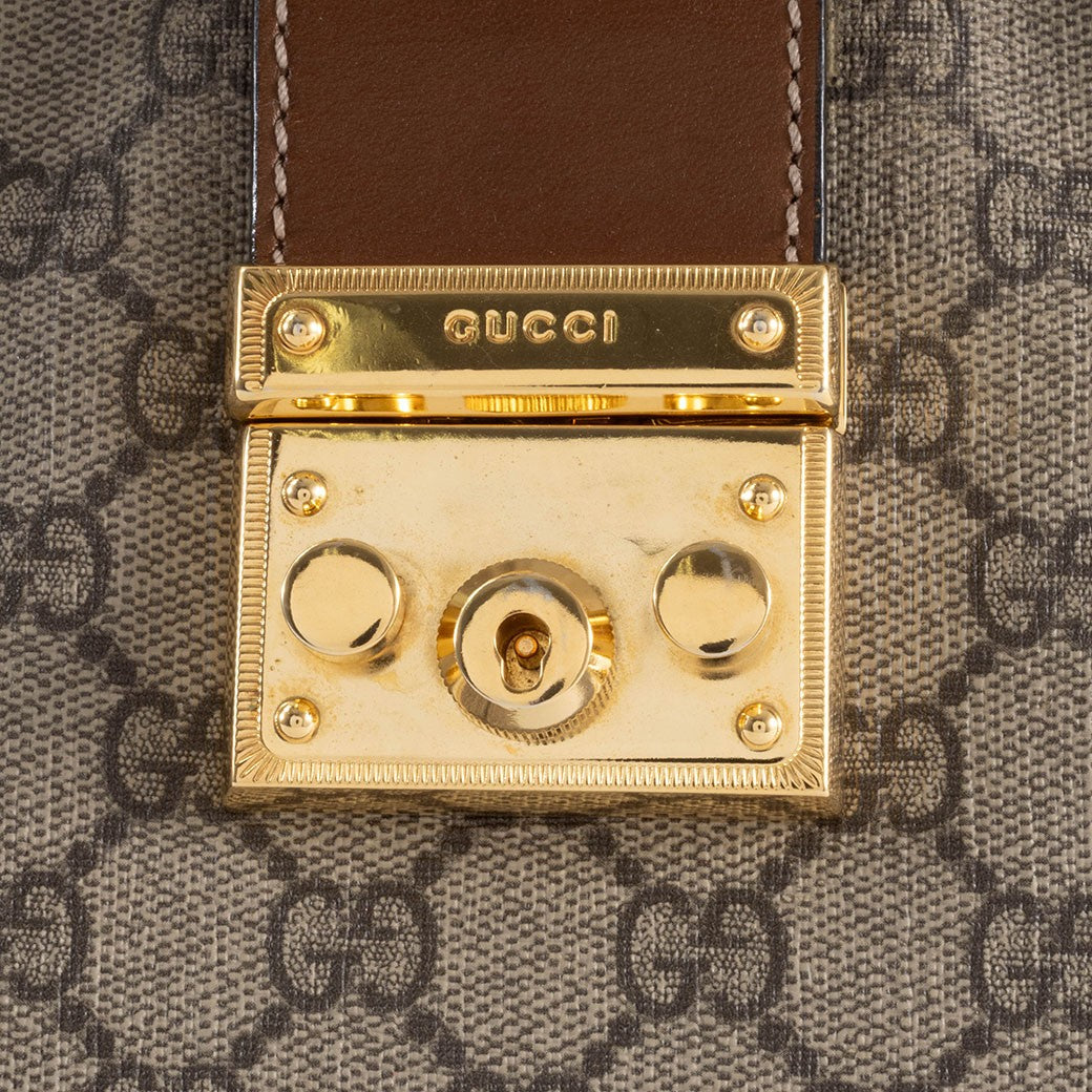 GUCCI Padlock GG Supreme Chain Shoulder Bag Beige Brown 479197 Preowned Auth8