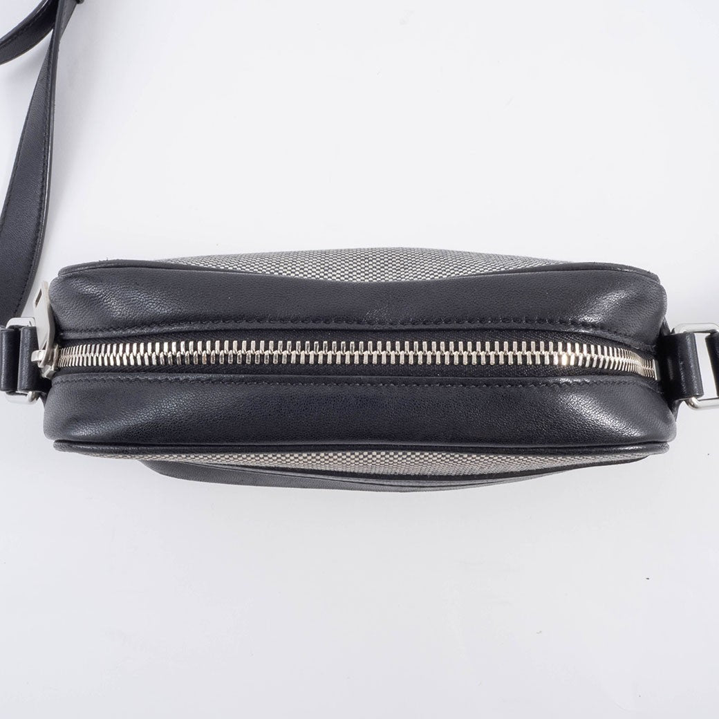 SAINT LAURENT Camp Camera Bag Canvas Leather Black Crossbody 647179 Preowned7