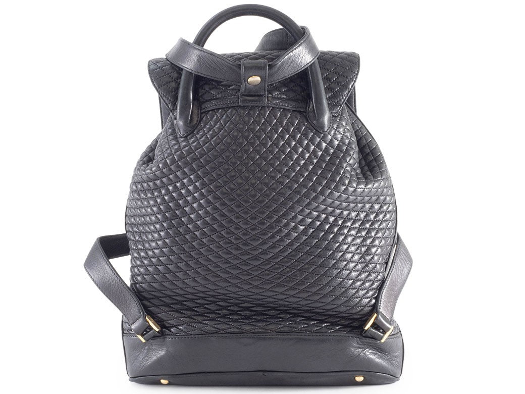 berry Bag Quilted Backpack Rucksack Black with Pouch Reuse Used Preowned2
